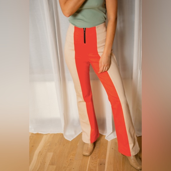 Hosbjerg Pants - Hosbjerg Brielle High Rise Flare Colorblock Pants Like New Small
